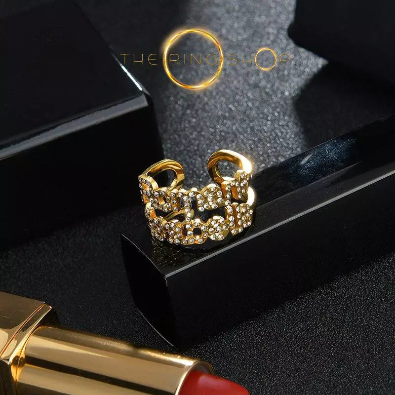 Bague prenom - Double anneau diamants