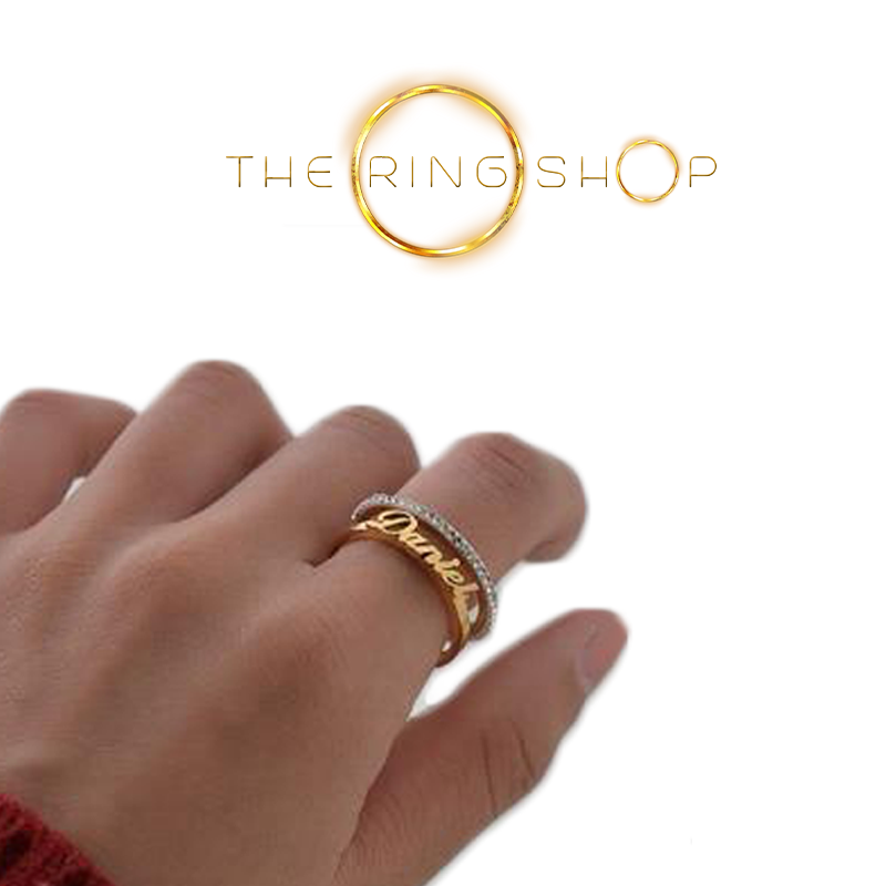 Bague prenom - Diamants double anneau