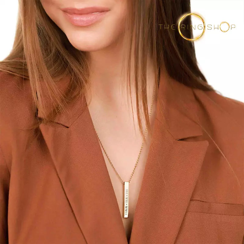 collier barre avec prenom or