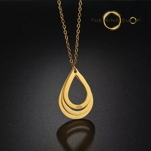 Ouvrir l&#39;image dans le diaporama, collier en forme de goutte avec prénom en or
