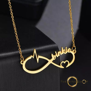 Ouvrir l&#39;image dans le diaporama, collier personnalisé en or avec un prénom et le signe infini
